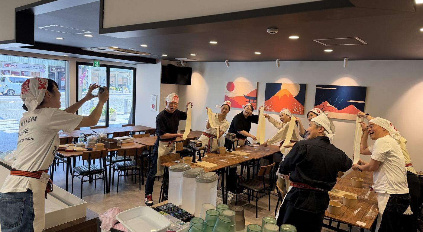 Guests and instructors during a group class