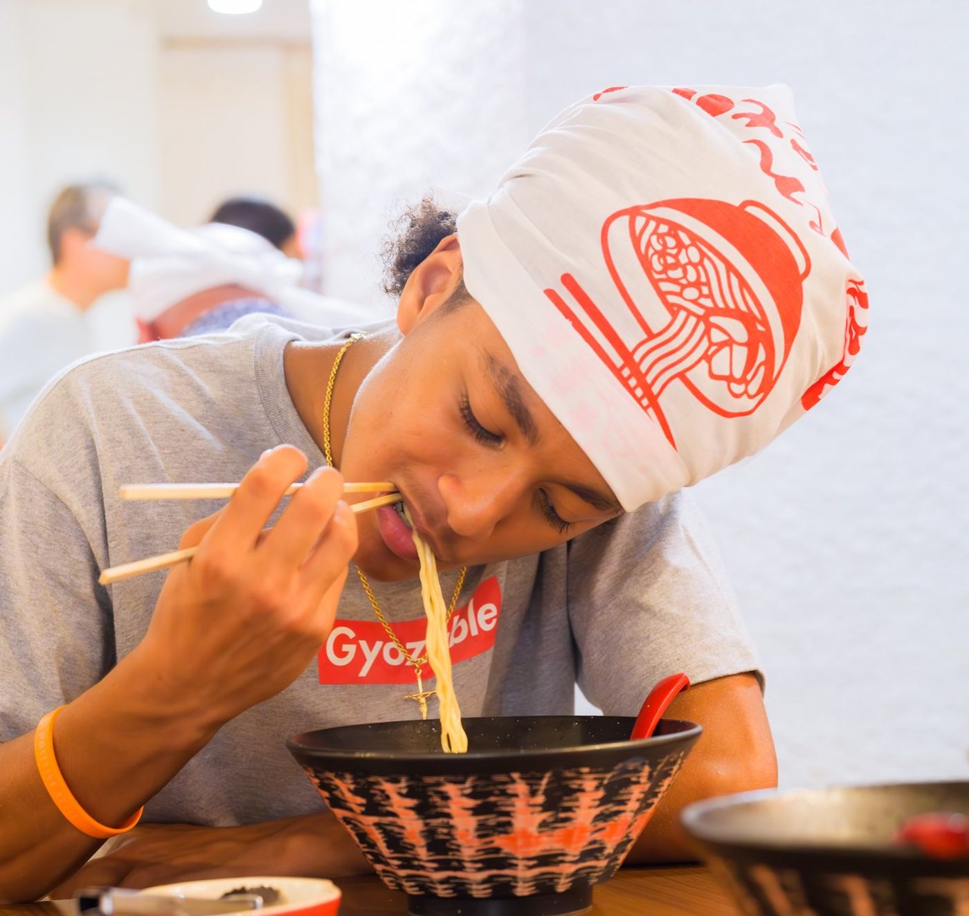 Guest enjoying a bowl of ramen